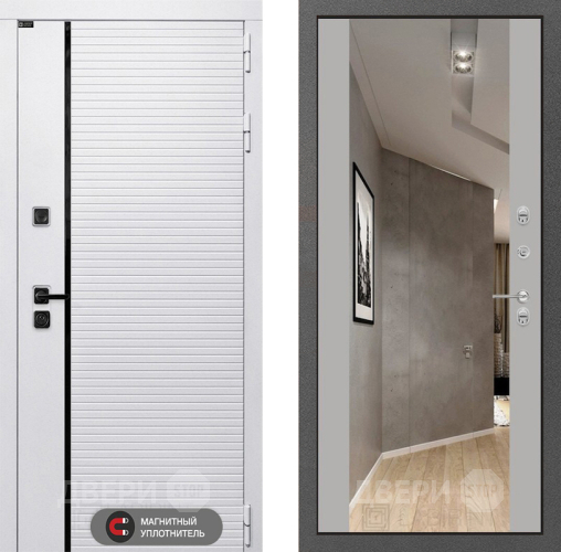 Входная металлическая Дверь Лабиринт (LABIRINT) Royal Зеркало Максимум Грей софт в Зарайске