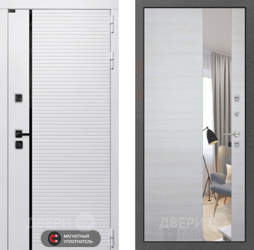 Входная металлическая Дверь Лабиринт (LABIRINT) Royal Зеркало Акация светлая в Зарайске