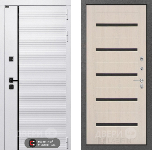 Входная металлическая Дверь Лабиринт (LABIRINT) Royal 01 Беленый дуб в Зарайске