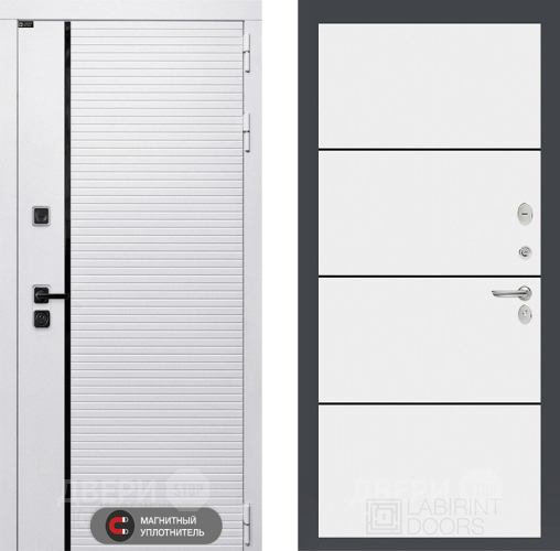 Входная металлическая Дверь Лабиринт (LABIRINT) Royal 25 Белый софт в Зарайске