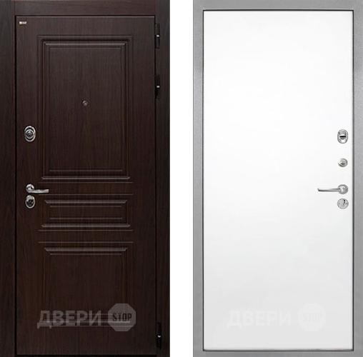 Входная металлическая Дверь Интекрон (INTECRON) Брайтон Тиковое Дерево Гладкая Силк Сноу в Зарайске