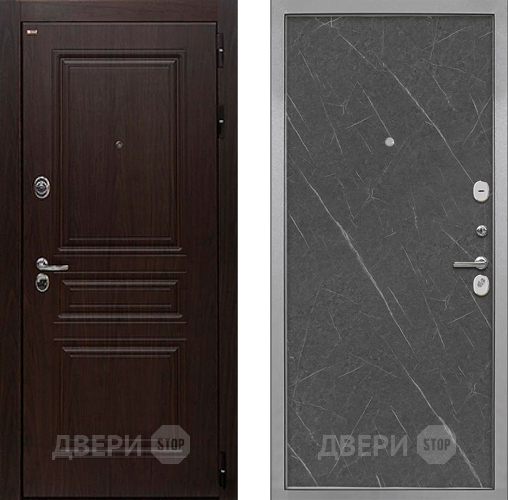 Входная металлическая Дверь Интекрон (INTECRON) Брайтон Тиковое Дерево Гладкая Гранит лава оникс в Зарайске