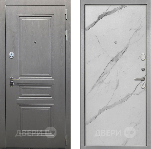 Входная металлическая Дверь Интекрон (INTECRON) Брайтон Графит Гладкая Мрамор натуральный арктик в Зарайске