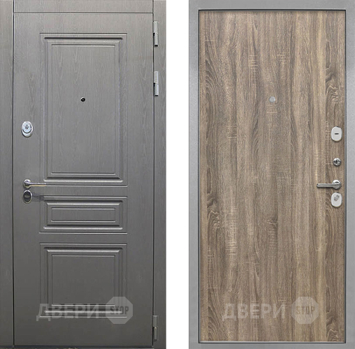 Входная металлическая Дверь Интекрон (INTECRON) Брайтон Графит Гладкая Дуб турин в Зарайске