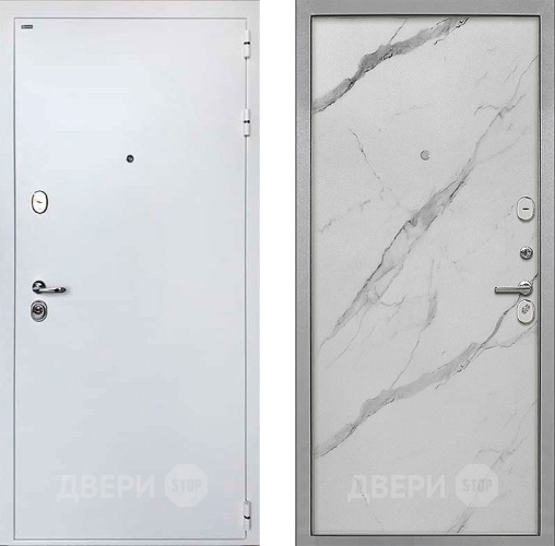 Входная металлическая Дверь Интекрон (INTECRON) Колизей White Гладкая Мрамор натуральный арктик в Зарайске