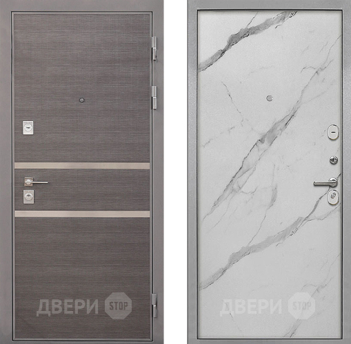 Входная металлическая Дверь Интекрон (INTECRON) Неаполь Гладкая Мрамор натуральный арктик в Зарайске