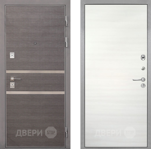 Входная металлическая Дверь Интекрон (INTECRON) Неаполь Гладкая Дуб сильвер поперечный в Зарайске