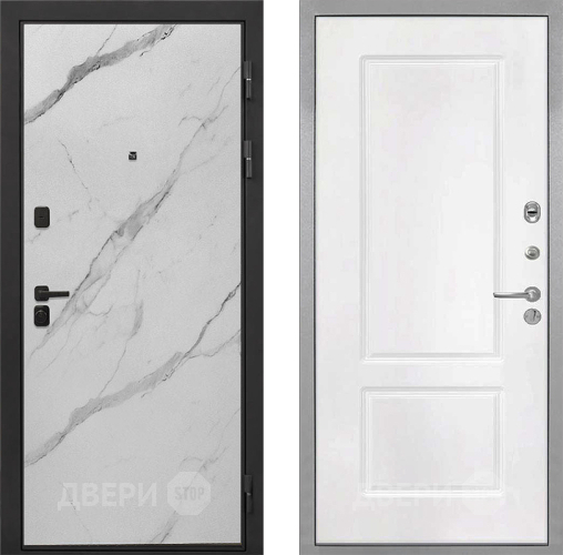 Входная металлическая Дверь Интекрон (INTECRON) Профит Black Мрамор Арктик КВ-2 Белый матовый в Зарайске