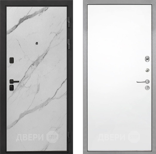 Входная металлическая Дверь Интекрон (INTECRON) Профит Black Мрамор Арктик Гладкая Силк Сноу в Зарайске