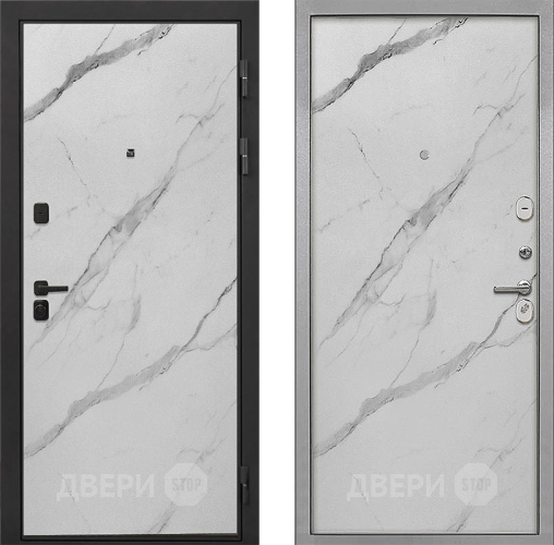 Входная металлическая Дверь Интекрон (INTECRON) Профит Black Мрамор Арктик Гладкая Мрамор натуральный арктик в Зарайске