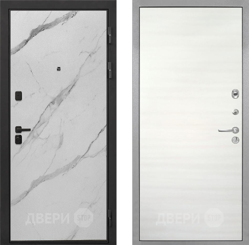 Входная металлическая Дверь Интекрон (INTECRON) Профит Black Мрамор Арктик Гладкая Дуб сильвер поперечный в Зарайске