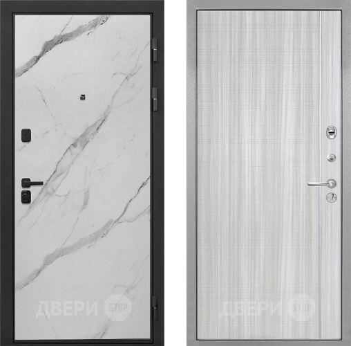 Входная металлическая Дверь Интекрон (INTECRON) Профит Black Мрамор Арктик В-07 с молдингом Сандал белый в Зарайске