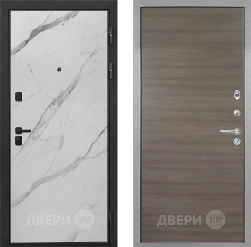 Входная металлическая Дверь Интекрон (INTECRON) Профит Black Мрамор Арктик Гладкая Дуб тоскано поперечный в Зарайске