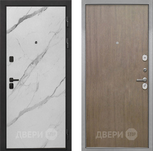 Входная металлическая Дверь Интекрон (INTECRON) Профит Black Мрамор Арктик Гладкая шпон Венге коричневый в Зарайске