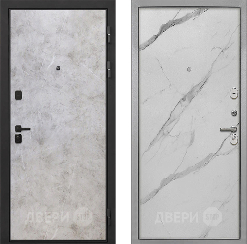 Входная металлическая Дверь Интекрон (INTECRON) Профит Black Мрамор Светлый Гладкая Мрамор натуральный арктик в Зарайске