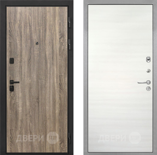 Входная металлическая Дверь Интекрон (INTECRON) Профит Black Дуб Турин Гладкая Дуб сильвер поперечный в Зарайске