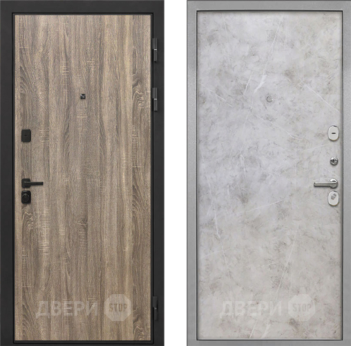 Входная металлическая Дверь Интекрон (INTECRON) Профит Black Дуб Турин Гладкая Мрамор светлый в Зарайске