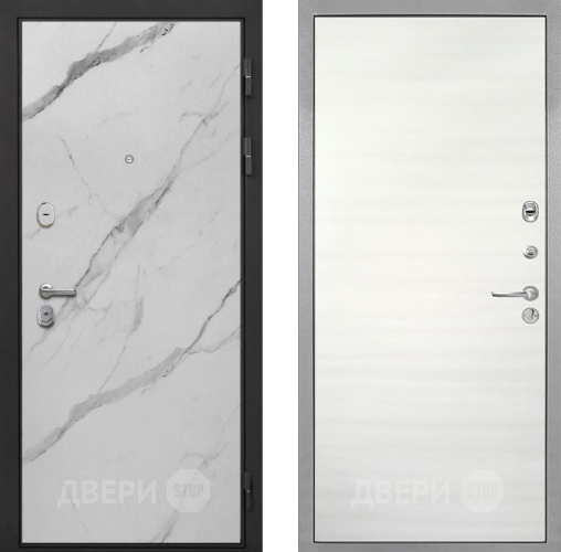 Входная металлическая Дверь Интекрон (INTECRON) Гектор Мрамор Арктик Гладкая Дуб сильвер поперечный в Зарайске