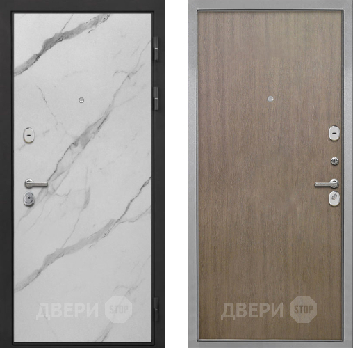 Входная металлическая Дверь Интекрон (INTECRON) Гектор Мрамор Арктик Гладкая шпон Венге коричневый в Зарайске