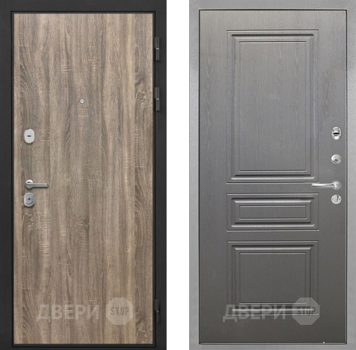 Входная металлическая Дверь Интекрон (INTECRON) Гектор Дуб Турин ФЛ-243 Графит вуд дуб в Зарайске