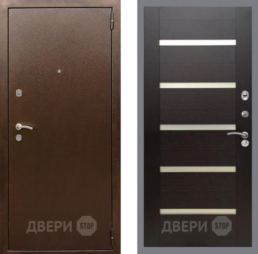 Входная металлическая Дверь Рекс (REX) 1А Медный Антик СБ-14 стекло белое венге поперечный в Зарайске