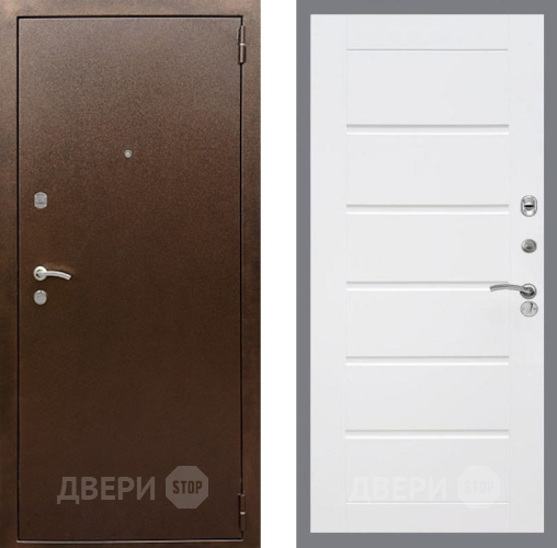 Входная металлическая Дверь Рекс (REX) 1А Медный Антик Сити Белый ясень в Зарайске
