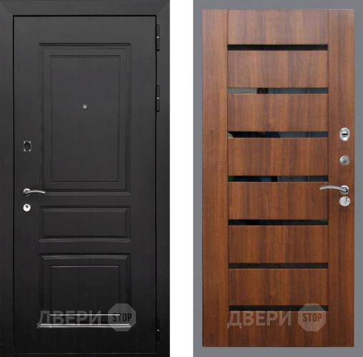 Входная металлическая Дверь Рекс (REX) 6 Венге СБ-14 стекло черное Орех бренди в Зарайске