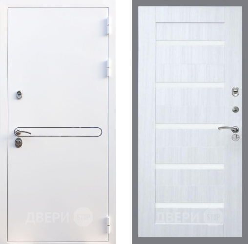 Входная металлическая Дверь Рекс (REX) 27 СБ-14 стекло белое Сандал белый в Зарайске