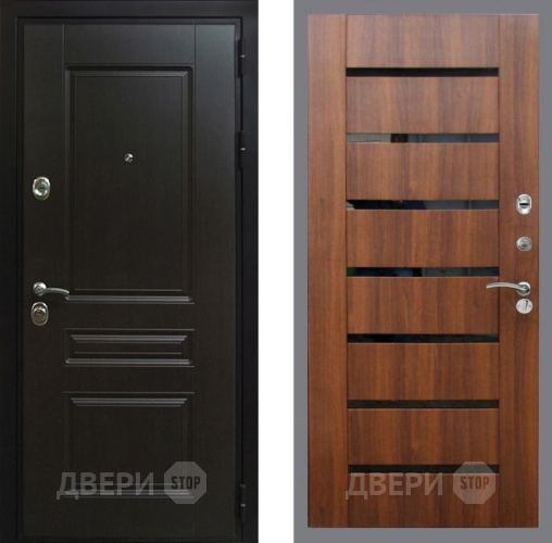 Входная металлическая Дверь Рекс (REX) Премиум-Н СБ-14 стекло черное Орех бренди в Зарайске