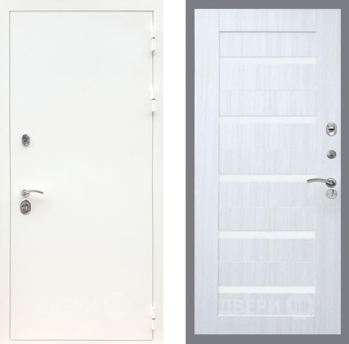 Входная металлическая Дверь Рекс (REX) 5 Белая Шагрень СБ-14 стекло белое Сандал белый в Зарайске