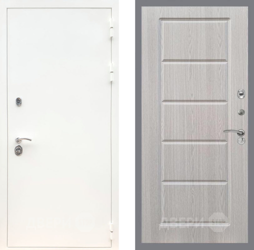 Входная металлическая Дверь Рекс (REX) 5 Белая Шагрень FL-39 Беленый дуб в Зарайске