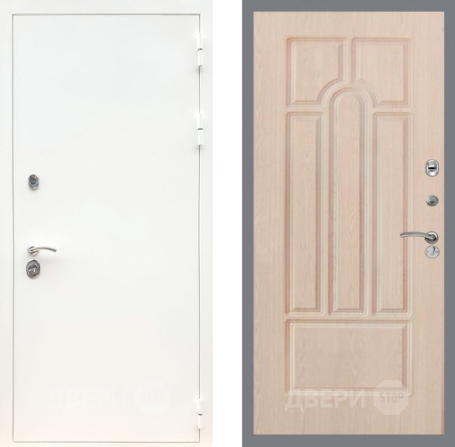 Входная металлическая Дверь Рекс (REX) 5 Белая Шагрень FL-58 Беленый дуб в Зарайске