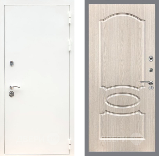 Входная металлическая Дверь Рекс (REX) 5 Белая Шагрень FL-128 Беленый дуб в Зарайске