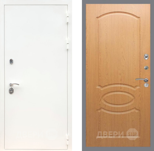 Входная металлическая Дверь Рекс (REX) 5 Белая Шагрень FL-128 Дуб в Зарайске