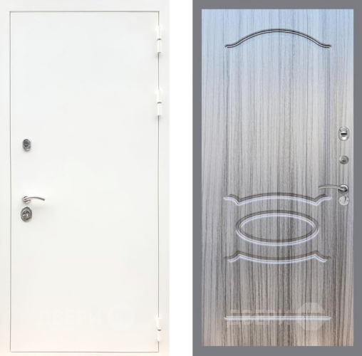 Входная металлическая Дверь Рекс (REX) 5 Белая Шагрень FL-128 Сандал грей в Зарайске