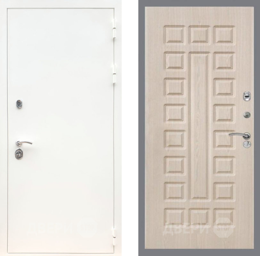 Входная металлическая Дверь Рекс (REX) 5 Белая Шагрень FL-183 Беленый дуб в Зарайске