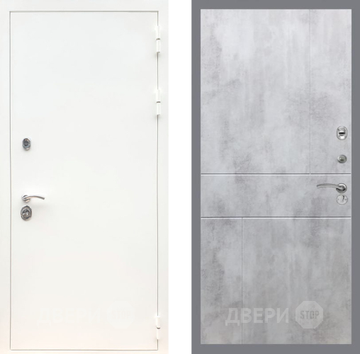 Входная металлическая Дверь Рекс (REX) 5 Белая Шагрень FL-290 Бетон светлый в Зарайске