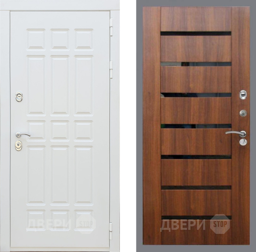 Входная металлическая Дверь Рекс (REX) 8 Силк Сноу СБ-14 стекло черное Орех бренди в Зарайске