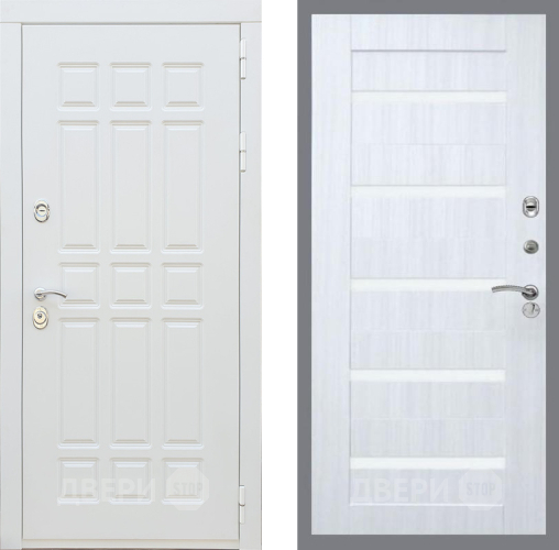 Входная металлическая Дверь Рекс (REX) 8 Силк Сноу СБ-14 стекло белое Сандал белый в Зарайске