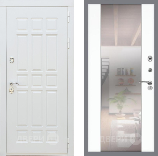 Входная металлическая Дверь Рекс (REX) 8 Силк Сноу СБ-16 Зеркало Силк Сноу в Зарайске