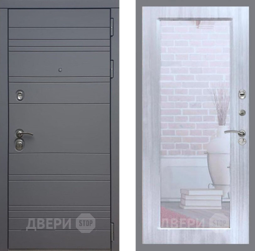 Дверь Рекс (REX) 14 силк титан Зеркало Пастораль Сандал белый в Зарайске