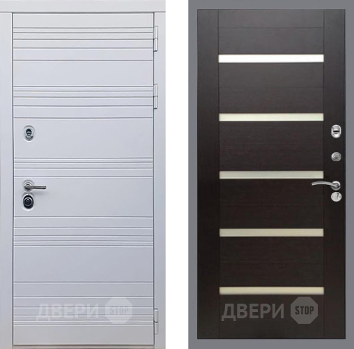 Входная металлическая Дверь Рекс (REX) 14 Силк Сноу СБ-14 стекло белое венге поперечный в Зарайске