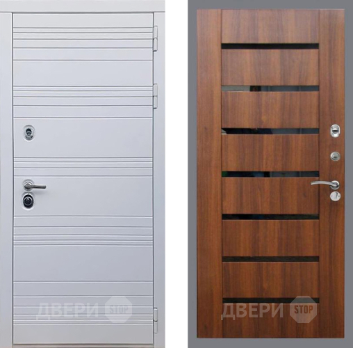 Входная металлическая Дверь Рекс (REX) 14 Силк Сноу СБ-14 стекло черное Орех бренди в Зарайске