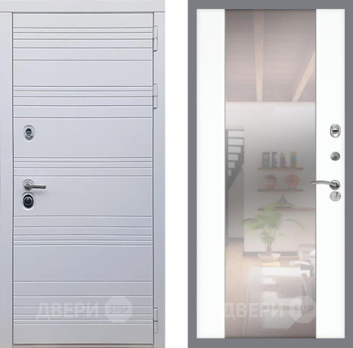 Входная металлическая Дверь Рекс (REX) 14 Силк Сноу СБ-16 Зеркало Силк Сноу в Зарайске