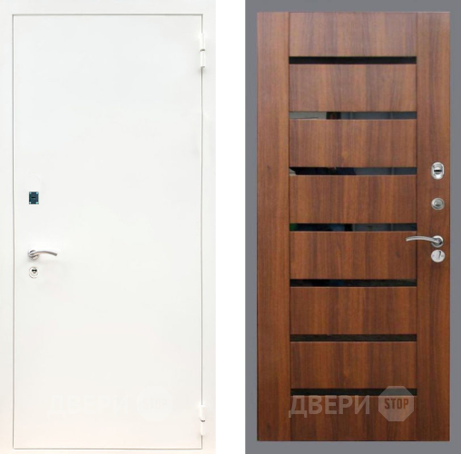 Входная металлическая Дверь Рекс (REX) 1А Белая шагрень СБ-14 стекло черное Орех бренди в Зарайске