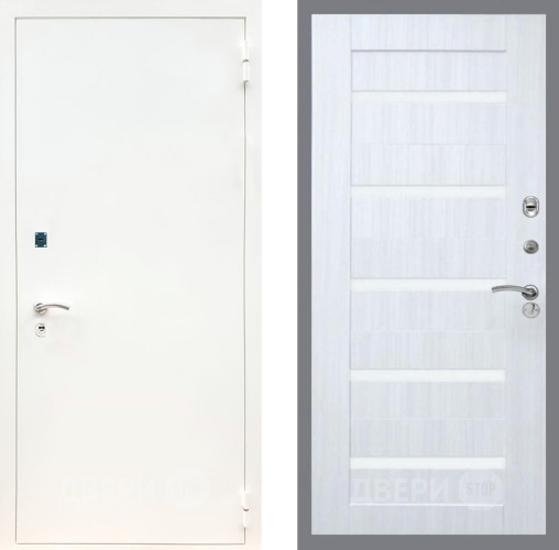 Входная металлическая Дверь Рекс (REX) 1А Белая шагрень СБ-14 стекло белое Сандал белый в Зарайске