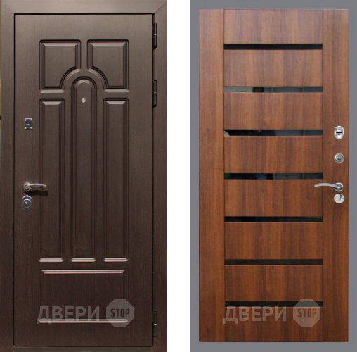 Входная металлическая Дверь Рекс (REX) Эврика СБ-14 стекло черное Орех бренди в Зарайске