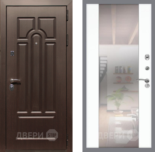 Входная металлическая Дверь Рекс (REX) Эврика СБ-16 Зеркало Силк Сноу в Зарайске