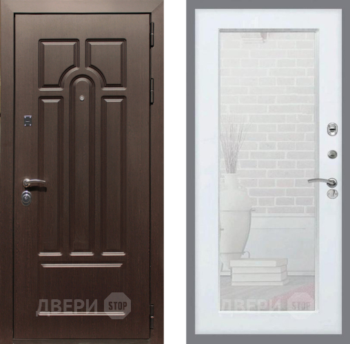 Входная металлическая Дверь Рекс (REX) Эврика Зеркало Пастораль Силк Сноу в Зарайске