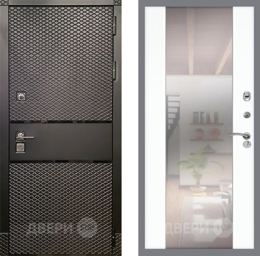 Входная металлическая Дверь Рекс (REX) 15 Черный Кварц СБ-16 Зеркало Силк Сноу в Зарайске